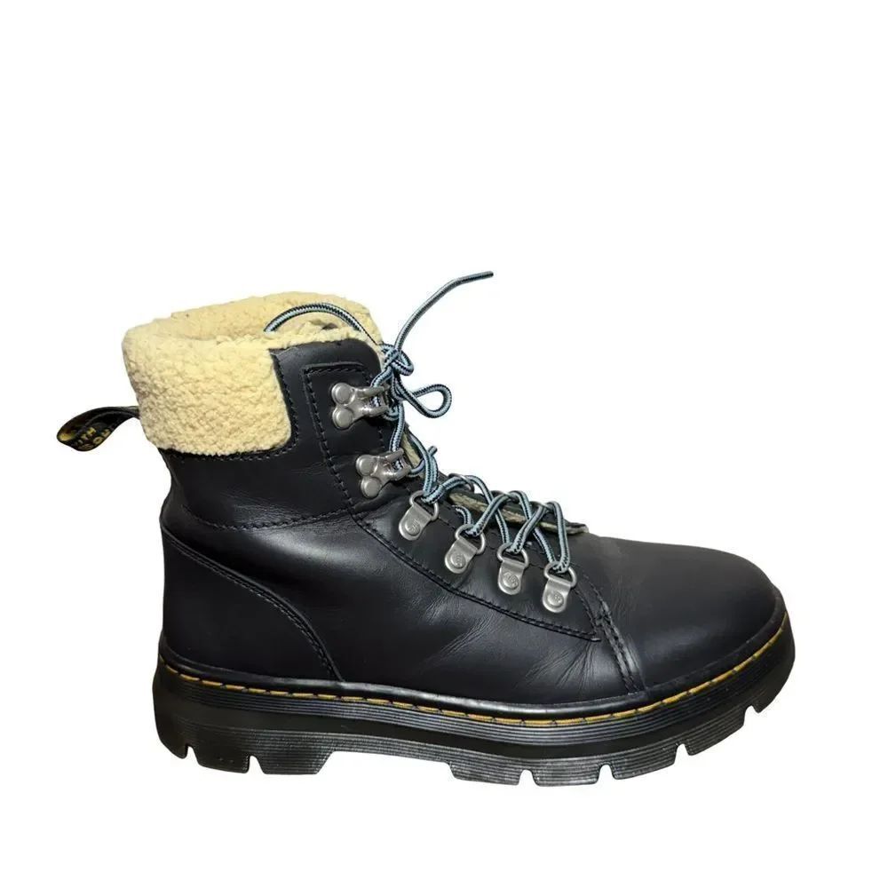 Dr. Martens Black Combat Boots with Cream Accents
